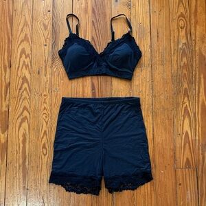 Abercrombie Matte Black Lace Loungewear or Sleepwear Matching Set